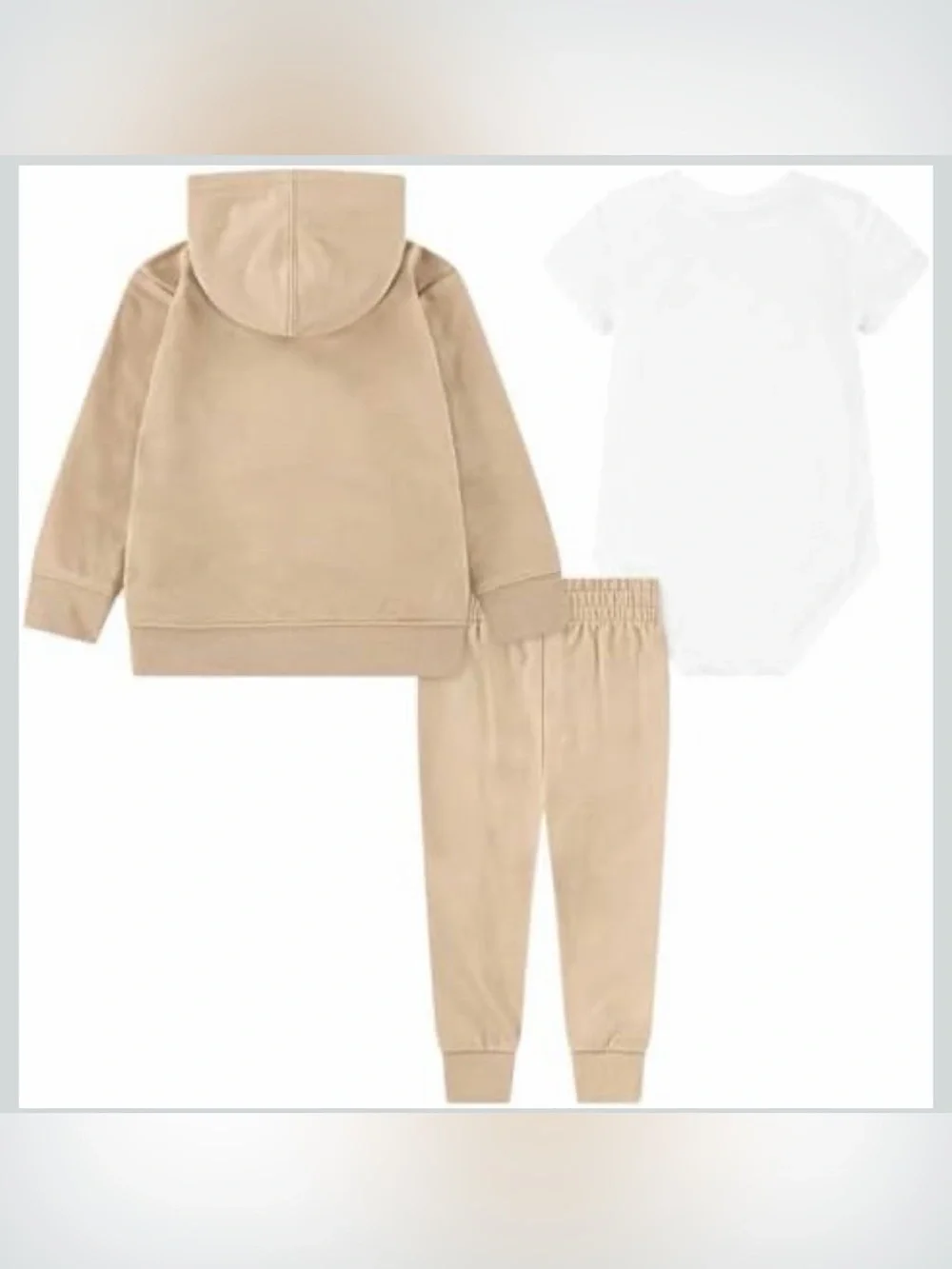 Nike Tan “Hemp” & White Newborn Hoodie, Pants & Bodysuit Set - baby shower gift